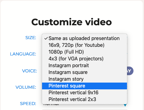 pinterest video sizes